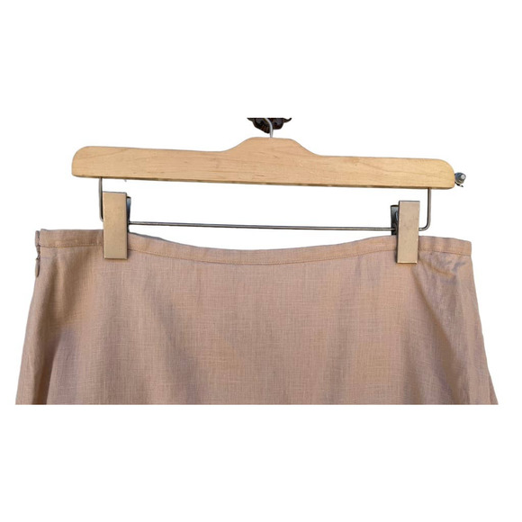 Intuitions A-line Skirt Tan Multicolored Floral Embroidered Linen 10 - Picture 2 of 10